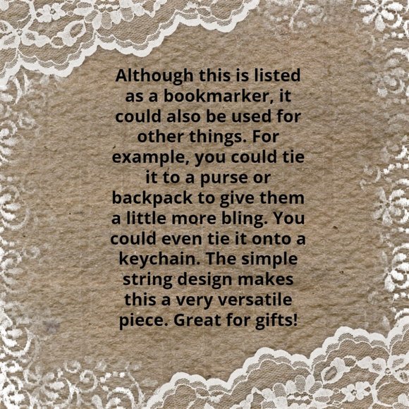 New! Bookmark Gold and Clear Beaded Book Thong Marker Bookmarker Gift Idea 8178 - Picture 8 of 10